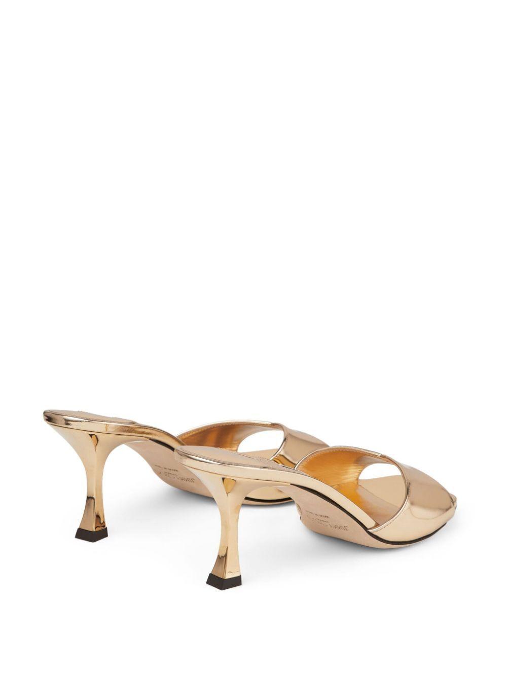 JIMMY CHOO Skye 70 Metallic Leather Sandals In Gold Product Image