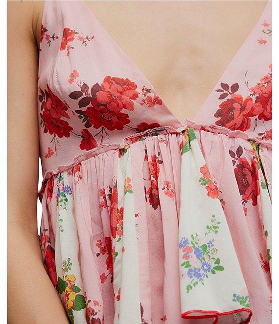 Free People Tillie Floral Printed V-Neck Sleeveless Babydoll Top Product Image