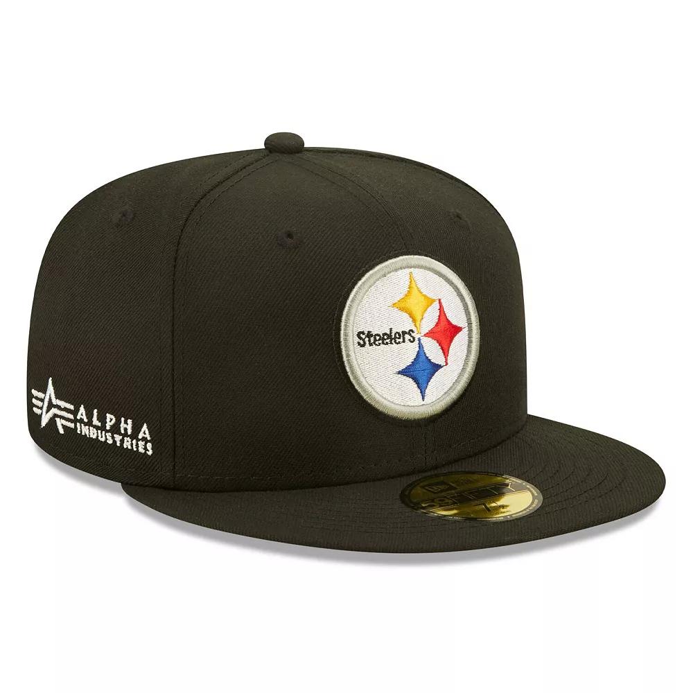 Men's New Era x Alpha Industries Black Pittsburgh Steelers Alpha 59FIFTY Fitted Hat, Size: 7 1/8 Product Image