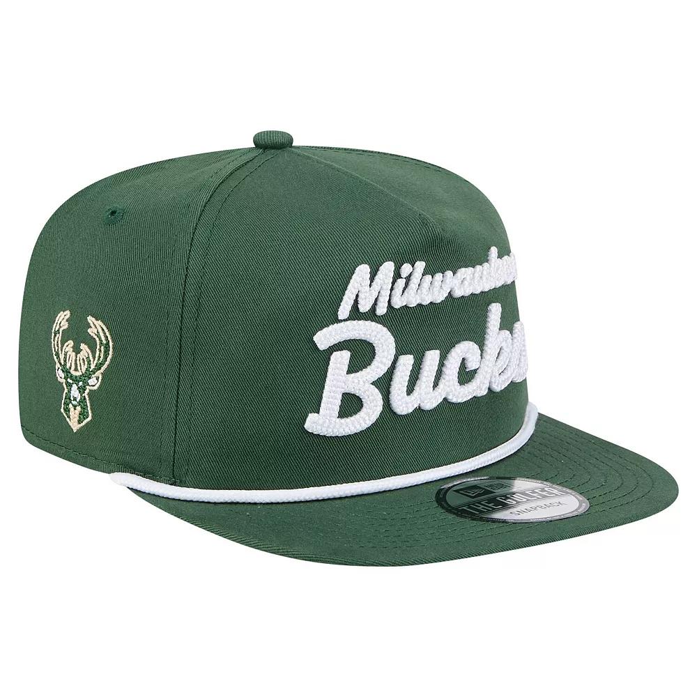 Men's New Era Hunter Green Milwaukee Bucks Team Text Golfer Snapback Hat Product Image