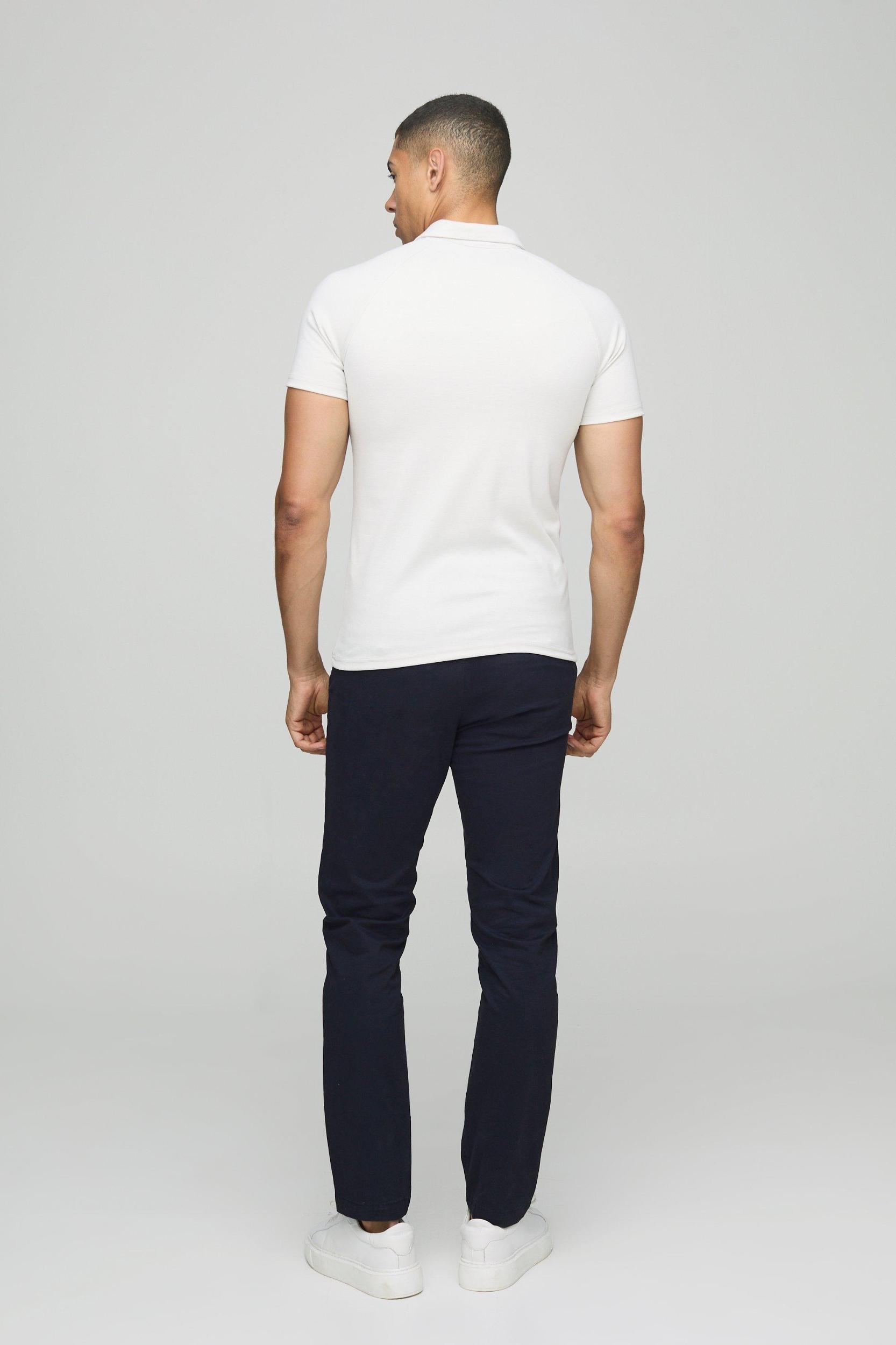 Heavy Weight Interlock Muscle Fit Polo | boohooMAN USA Product Image