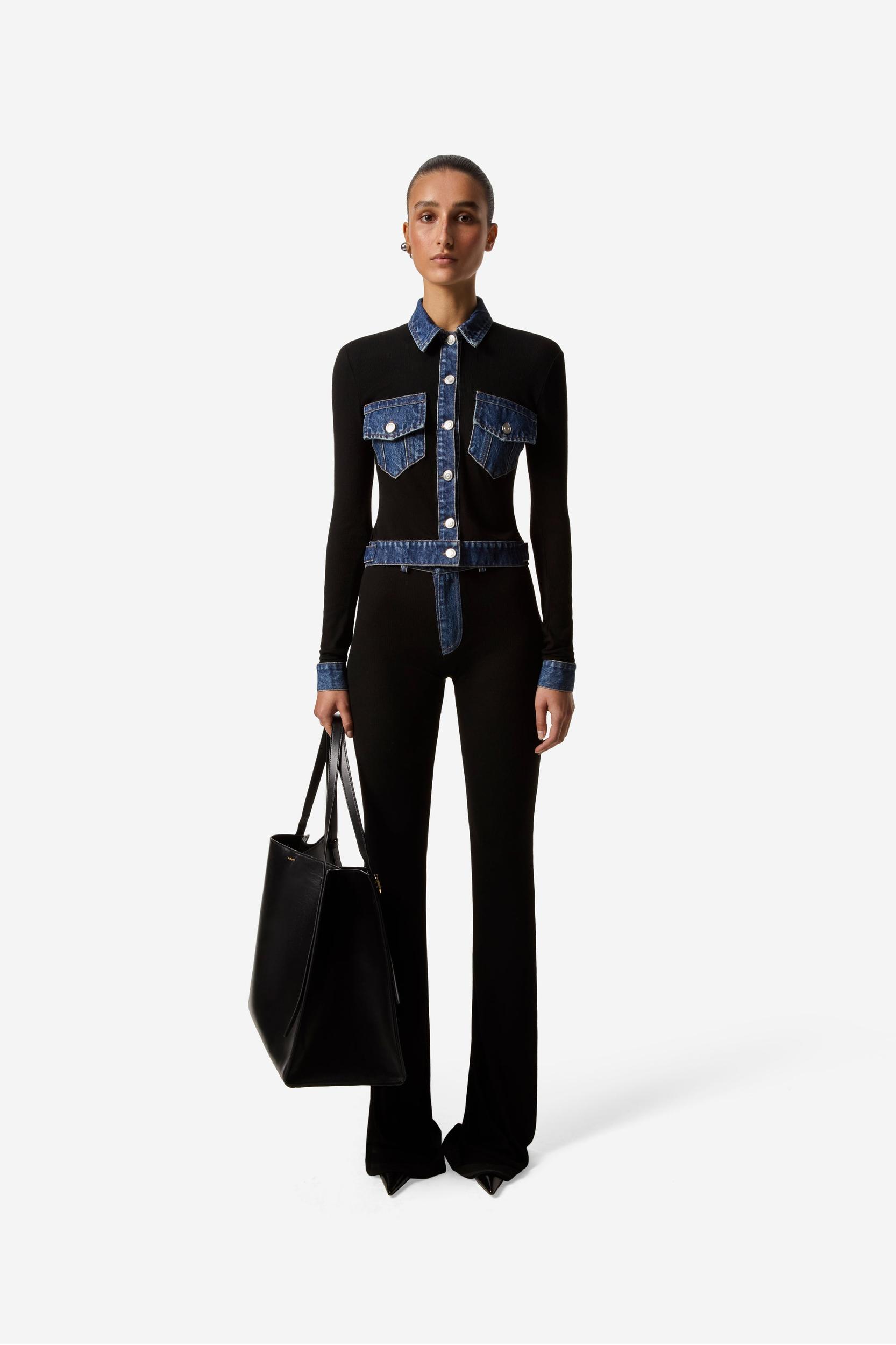 Second Skin Rib Denim Top Product Image