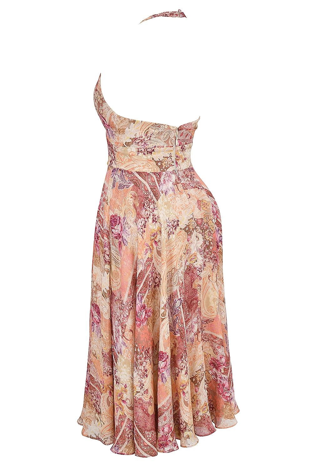 Solada  paisley patchwork print georgette halter sundress Product Image