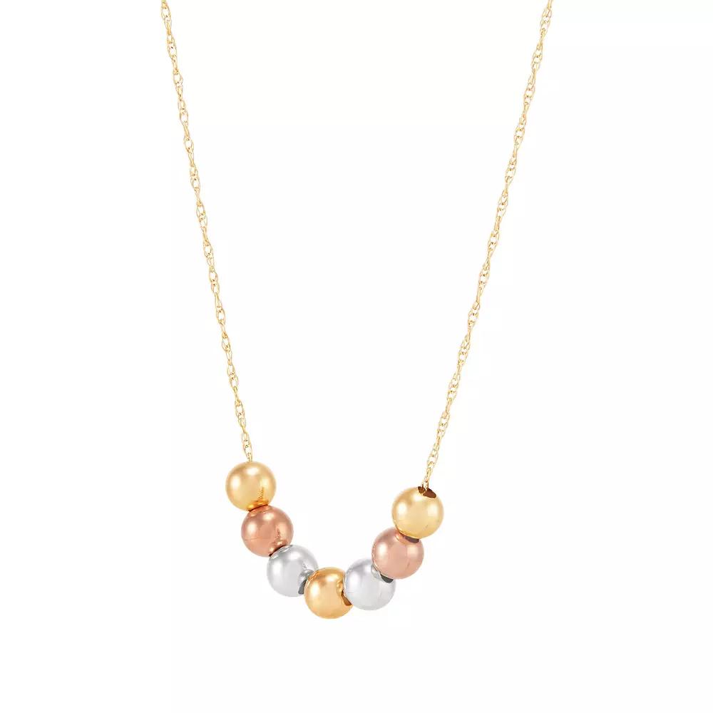 Everlasting Gold Tri-Tone 10k Gold Bead Necklace, Womens 10k  Tone Product Image