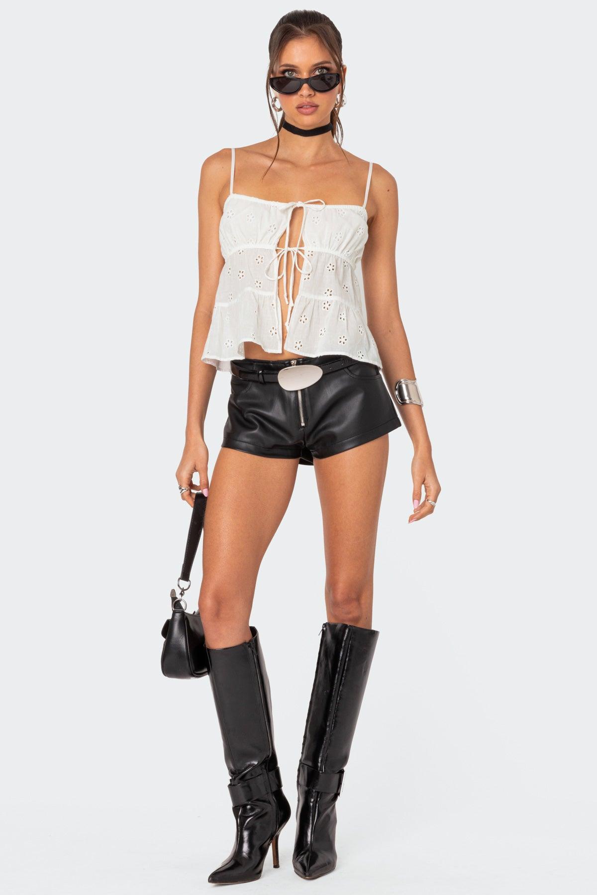 Zippy Faux Leather Micro Shorts Product Image