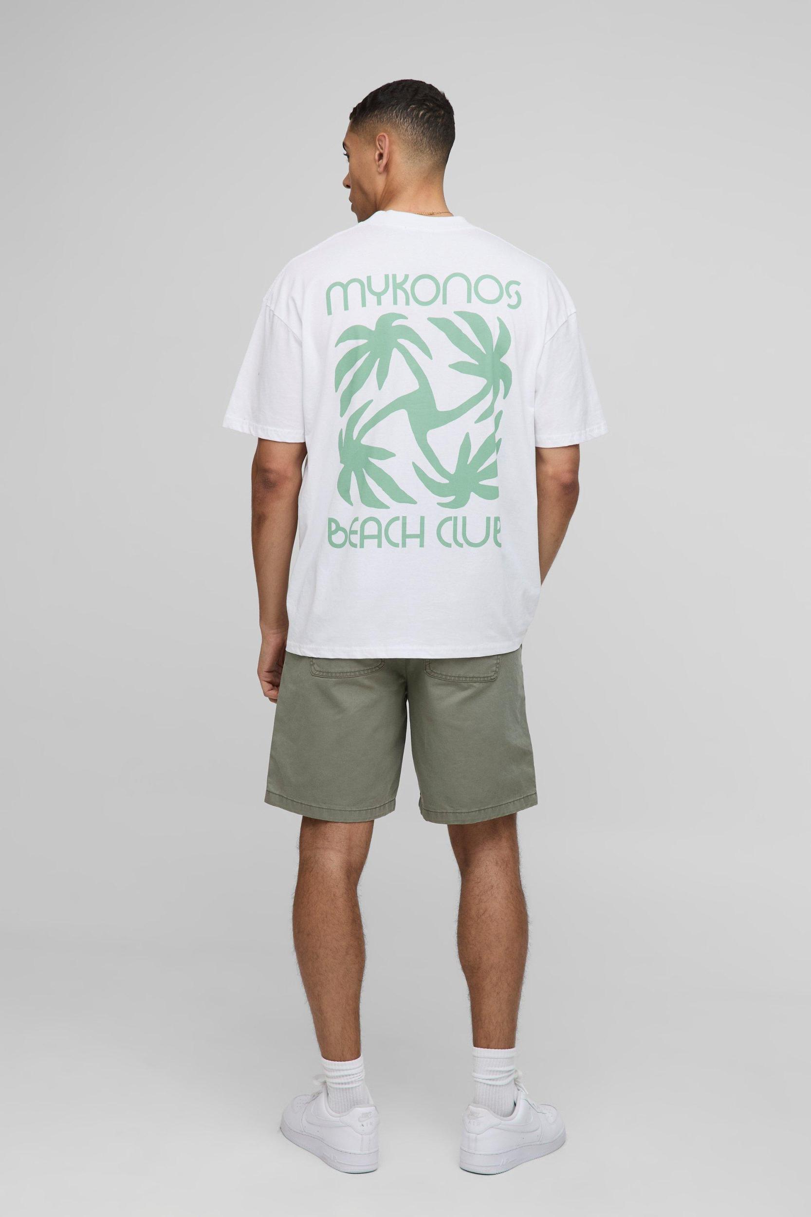 Oversized Extended Neck Mykonos Graphic T-Shirt | boohooMAN USA Product Image