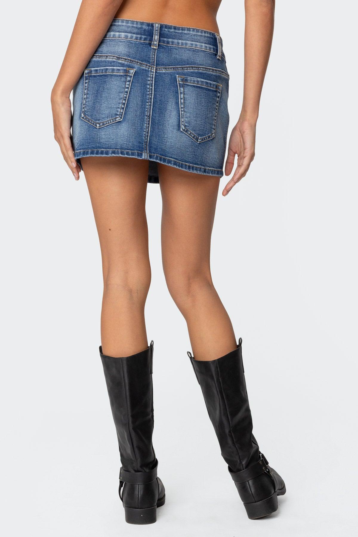 Jive Washed Denim Mini Skirt Product Image