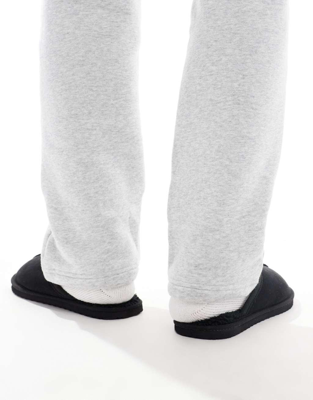 Jack & Jones faux suede slip on slipper in black Product Image