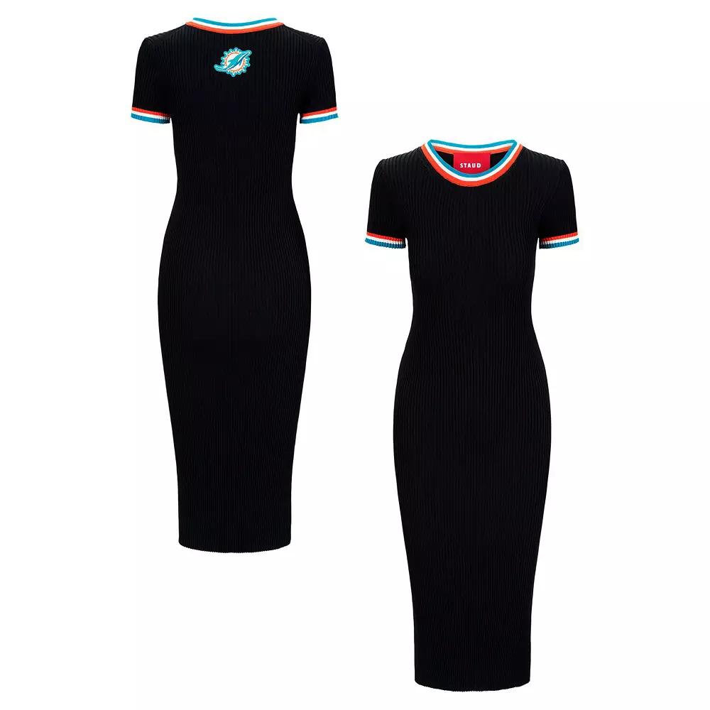 Women's STAUD Black/Aqua Miami Dolphins Colleen Dress,  Product Image