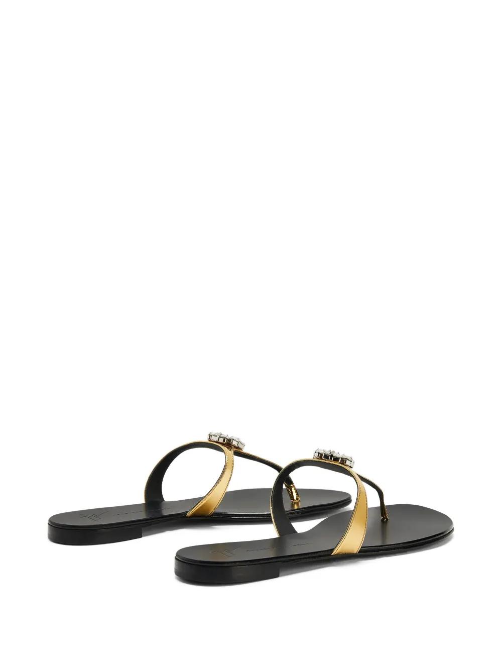 Brionne crystal-embellished metallic flat sandals Product Image