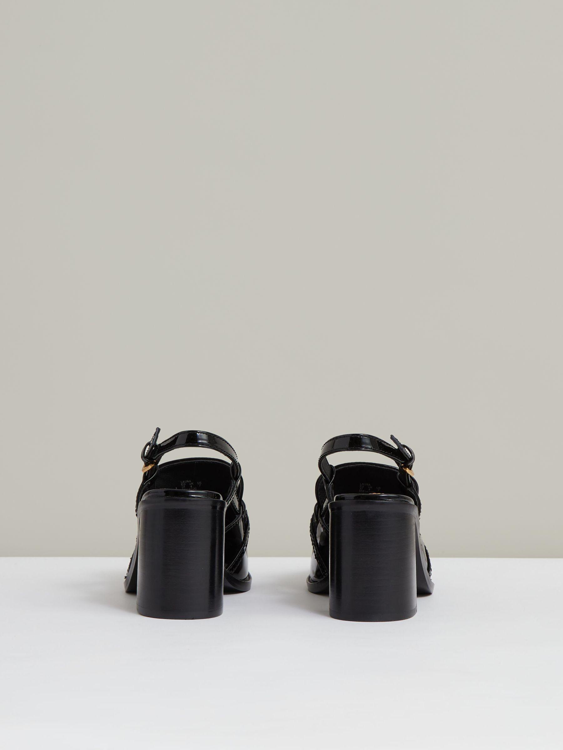 Patent Leather Slingback Heeled Loafers in Black Product Image