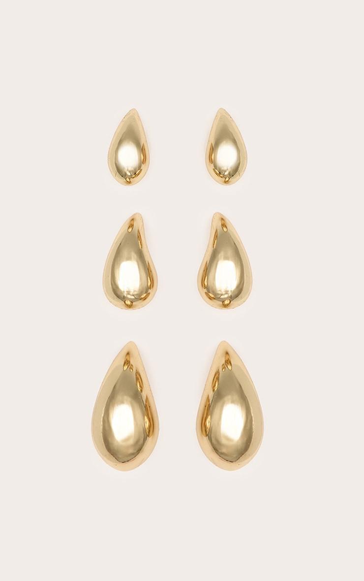Gold Tear Drop Stud Earring Multi-pack Product Image
