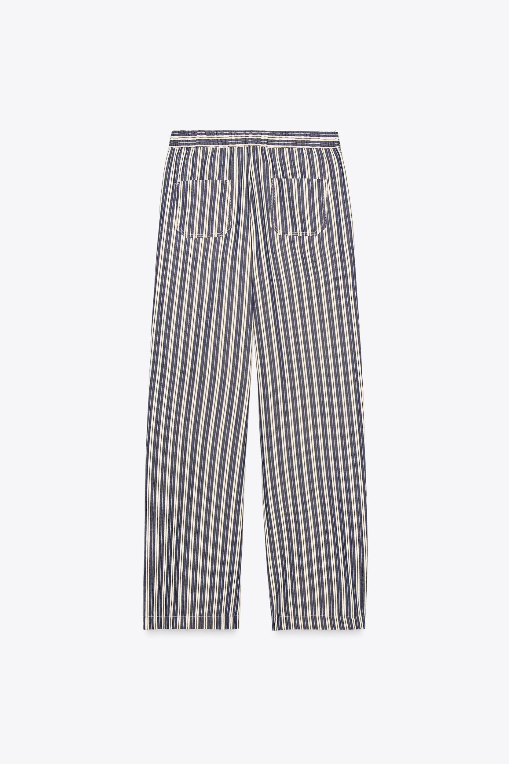 STRIPED WIDE LEG PANTS Product Image