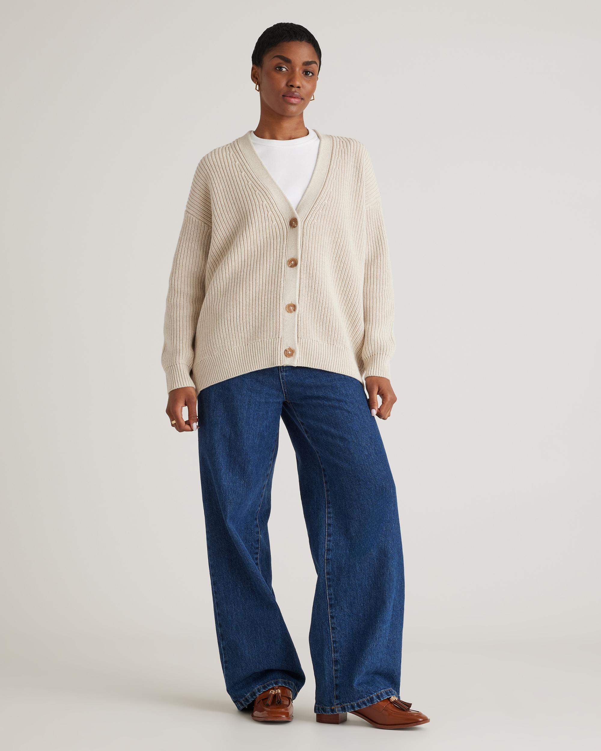 Quince | Women's Oversized Boyfriend Cardigan Sweater Organic Cotton Product Image