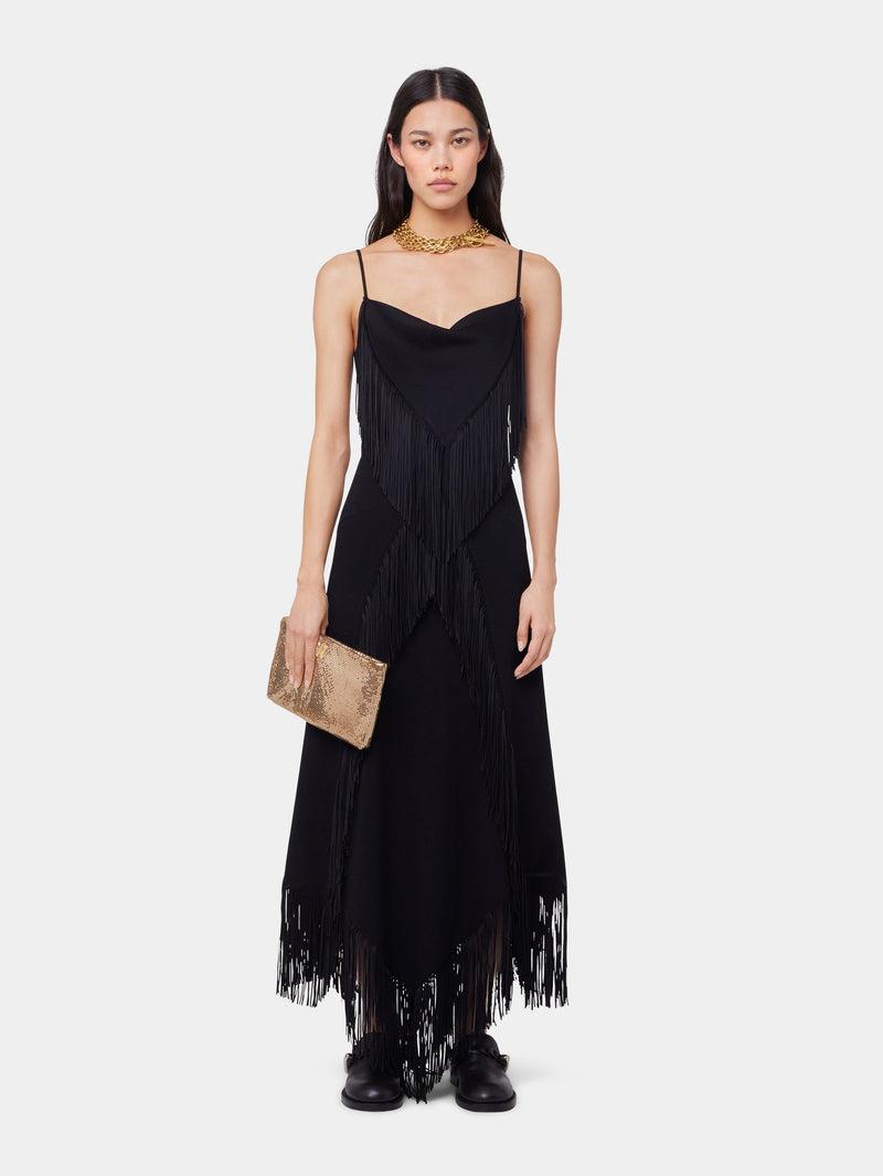BLACK LONG DRESS IN CREPE Product Image