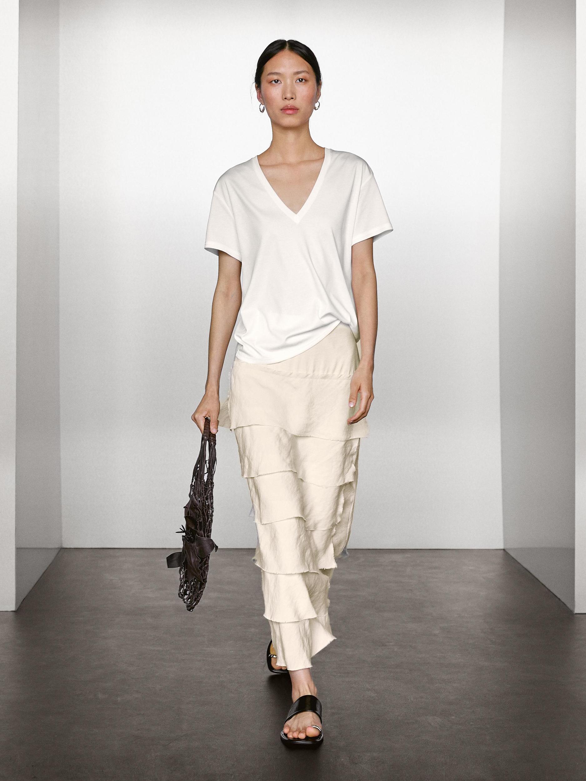 Midi skirt with ruffle detail Product Image