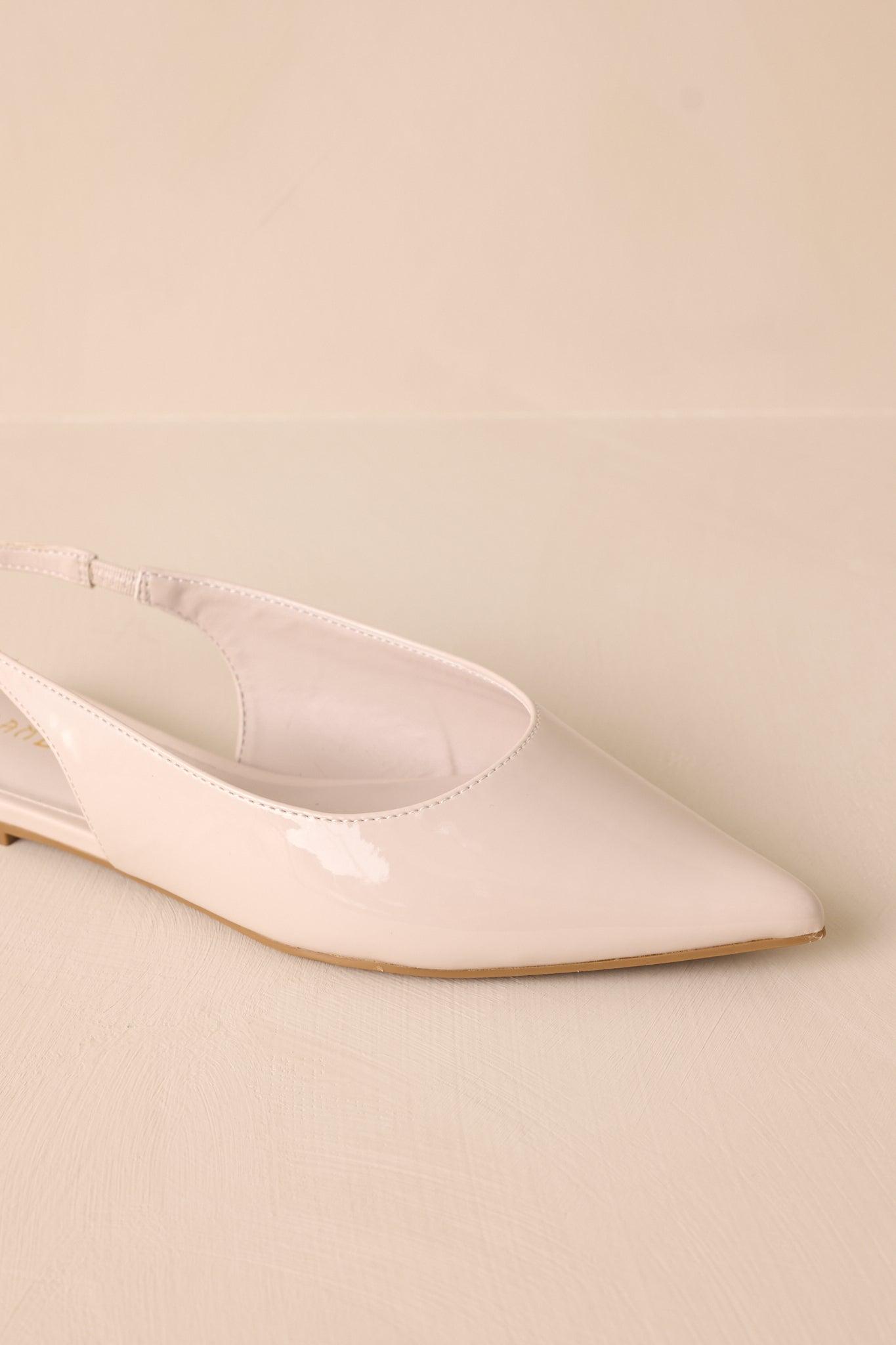 Mixed Feelings Ivory Pointed-Toe Slingback Flats Product Image