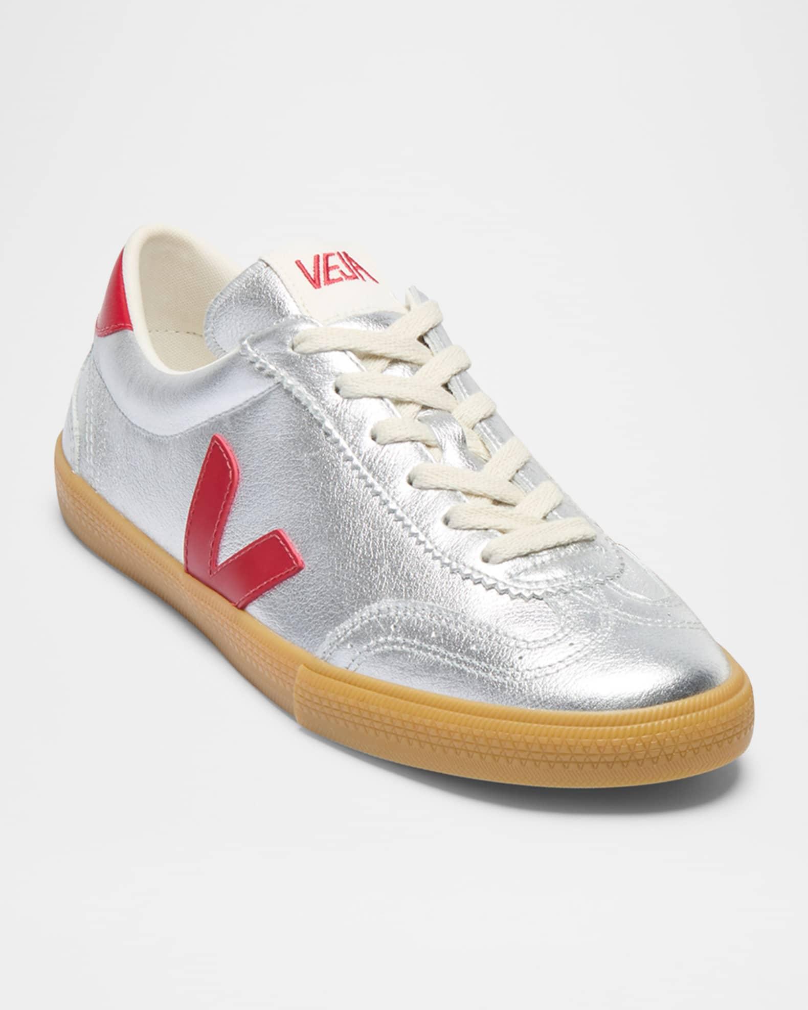 Volley Low-Top Metallic Leather Sneakers Product Image