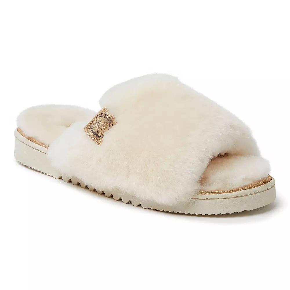 Fireside by Dearfoams Cairns Genuine Shearling Women's Slide Slippers with Metallic Suede Trim,  Product Image
