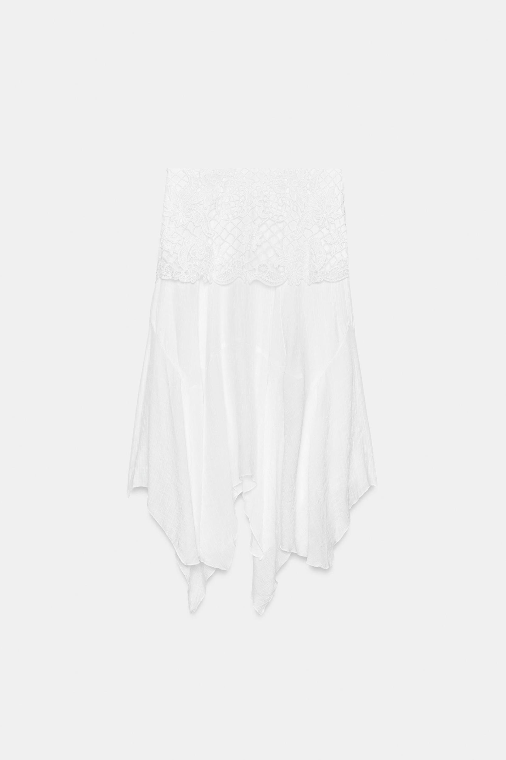 ASYMMETRIC EMBROIDERED MIDI SKIRT Product Image
