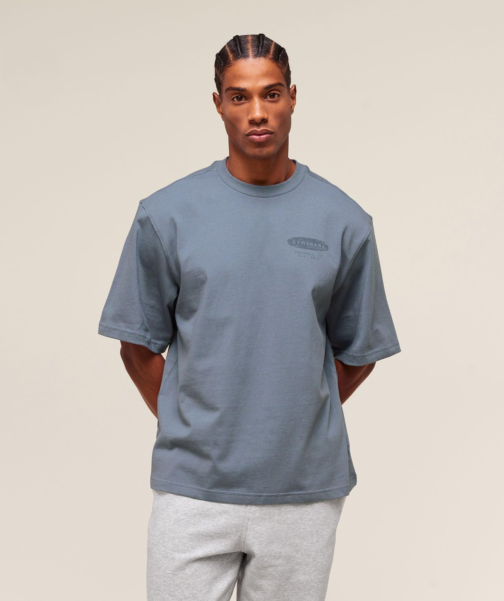 Gymshark For The Lifters Boxy T-Shirt - Iron Blue Male Product Image