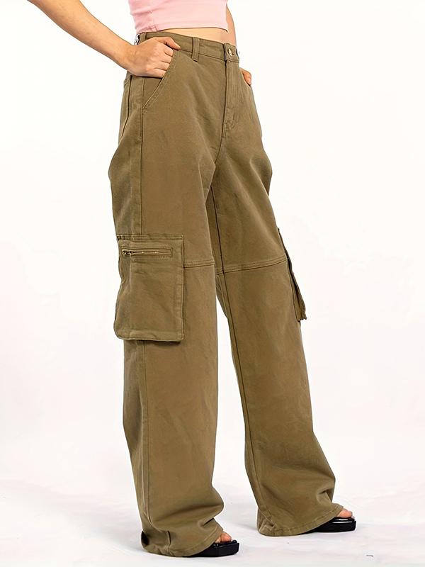 Vintage Brown Multi Pocket Zip Up Cargo Pants Product Image