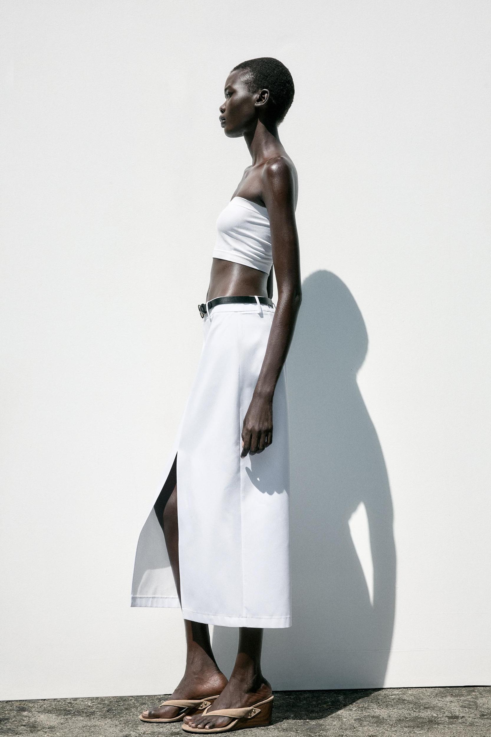 BELTED STRAIGHT MIDI SKIRT Product Image