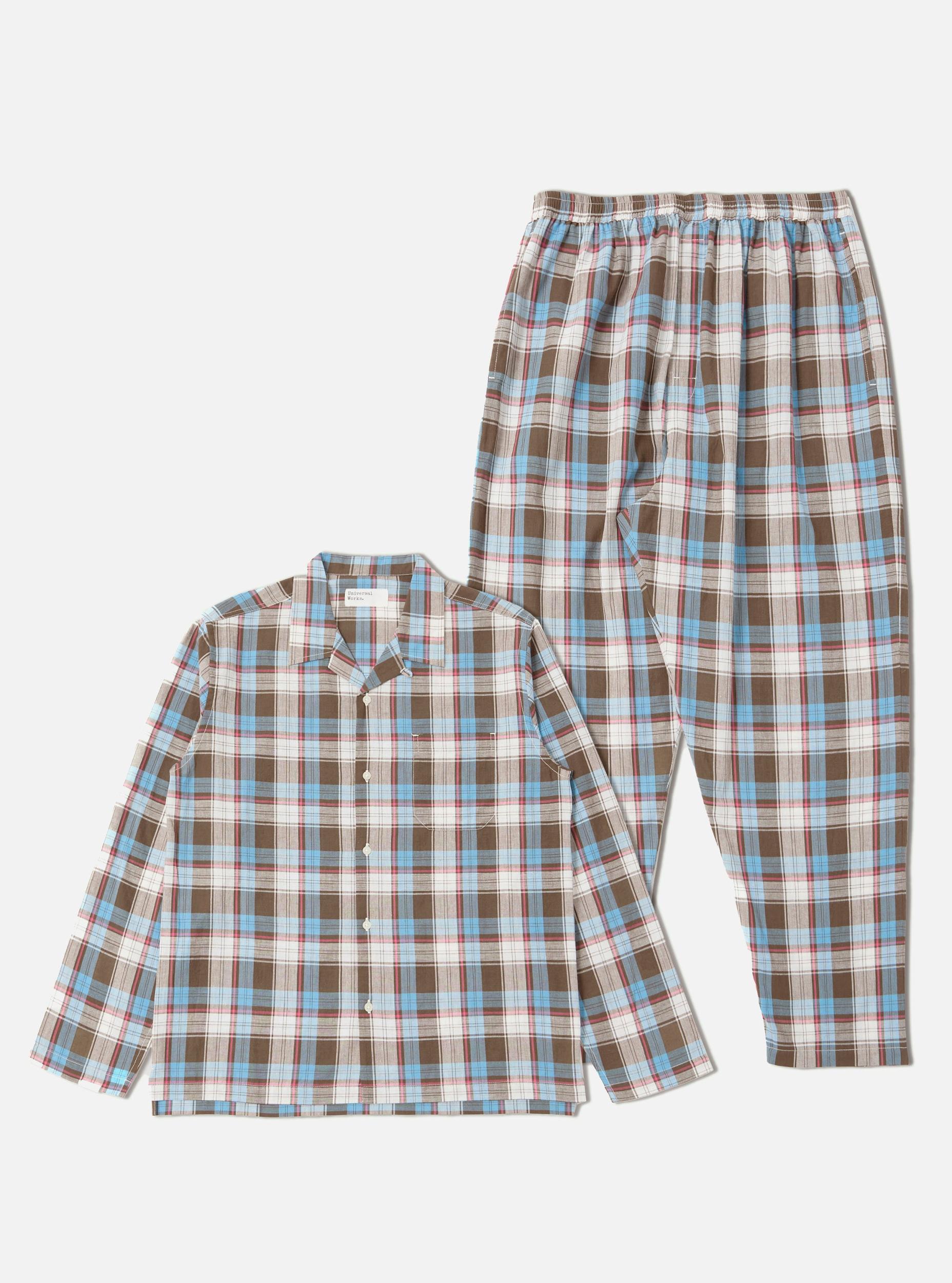 Blue/Brown Check 3 Long Pyjama Set Product Image