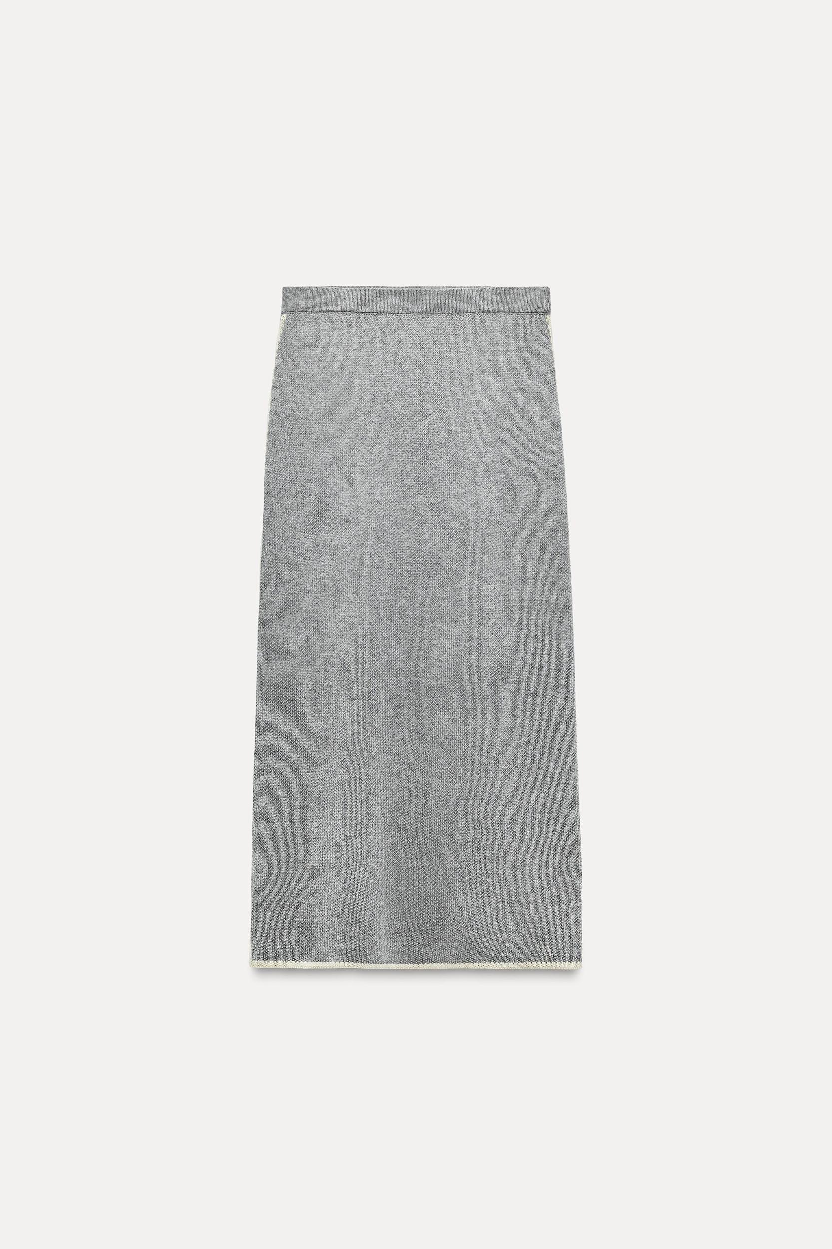 CONTRASTING PIPING KNIT MIDI SKIRT Product Image