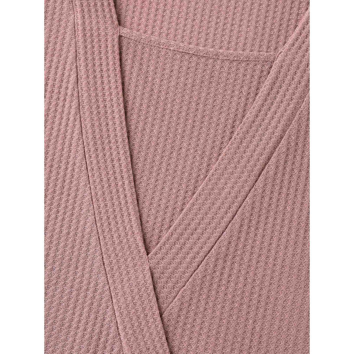 Plus Size 2-in-1 Wrap Textured Solid T-Shirt Dirtypink Women Casual Overlapping Non Everyday-Casual T-shirts BloomChic 22-24/3X Product Image