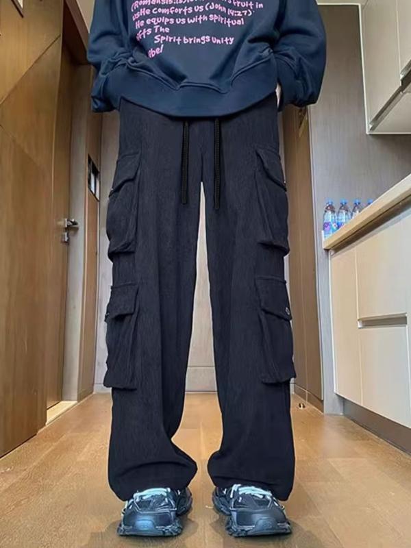 Men's Vintage Corduroy Multi Pocket Drawstring Cargo Pants Product Image
