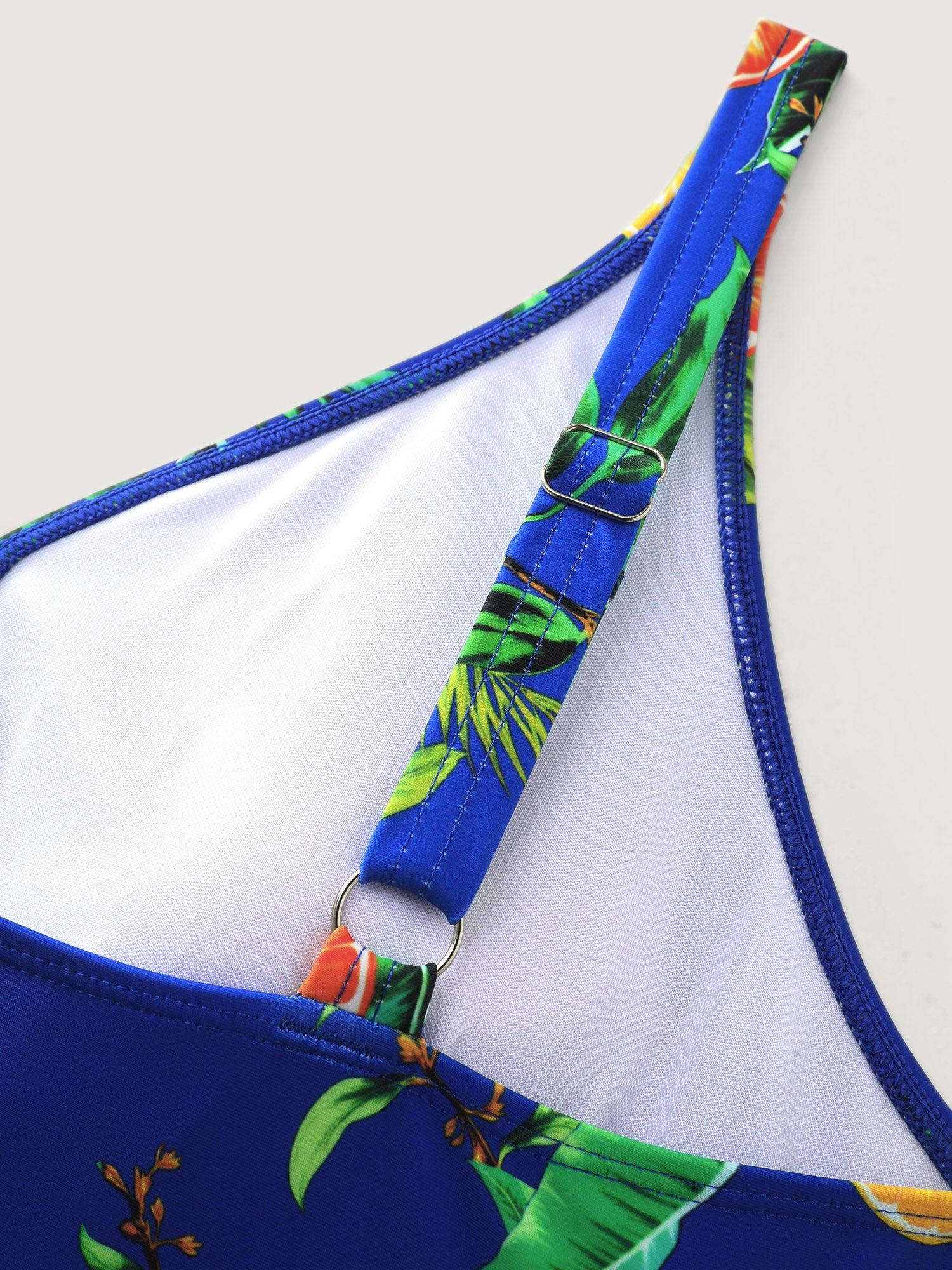 Tropical Fruit Print Twist Mesh Swim Dress Female Product Image