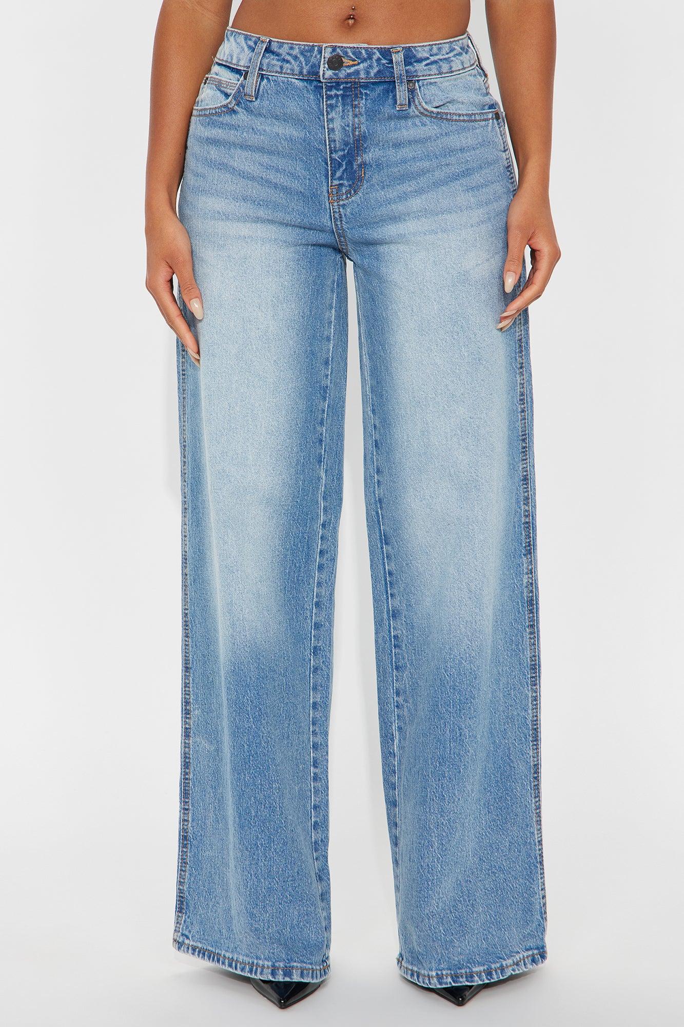 Perfection Slouchy Wide Leg Jeans - Medium Wash Female Product Image