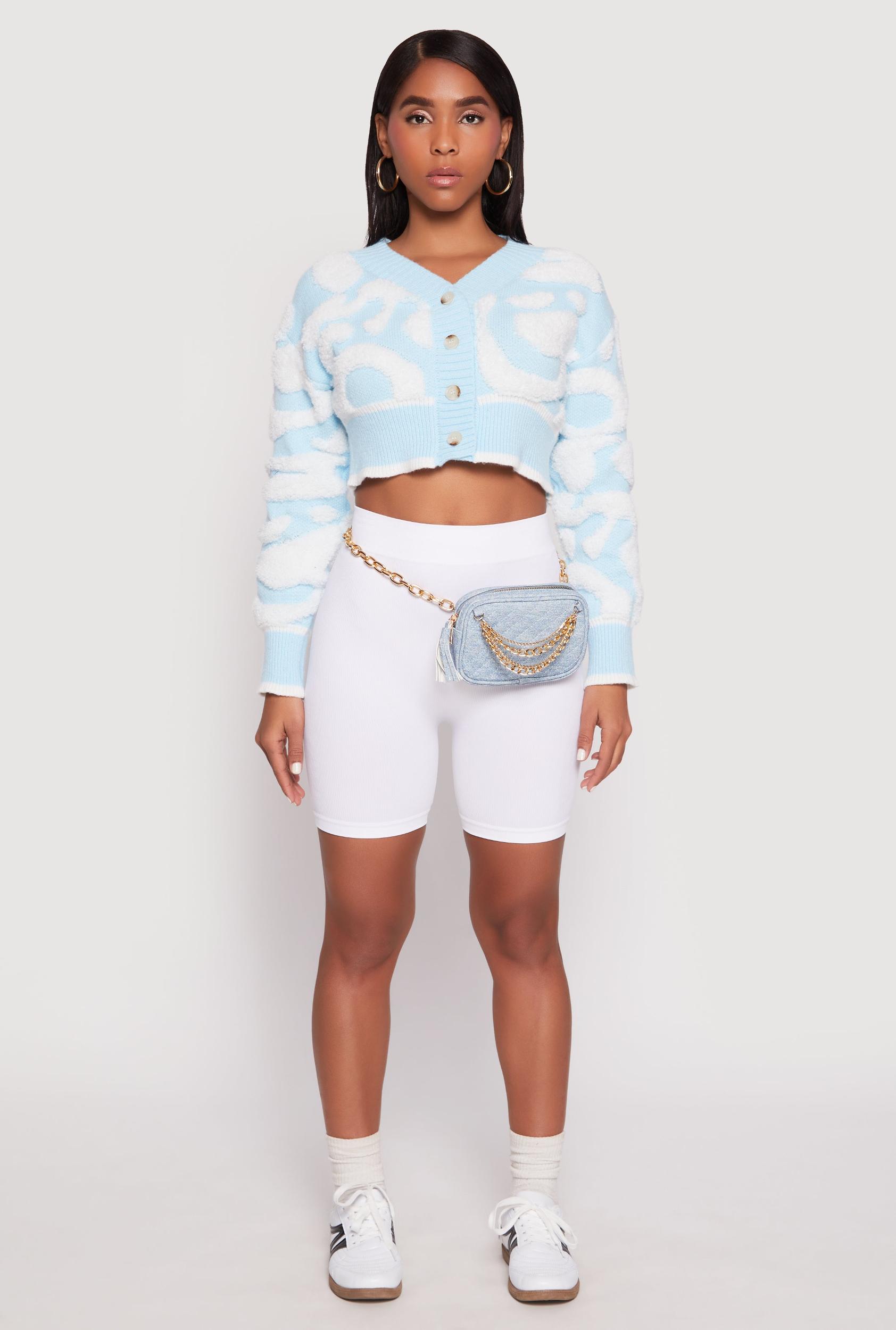 Womens Daisy Tufted Knit Cropped Cardigan Product Image