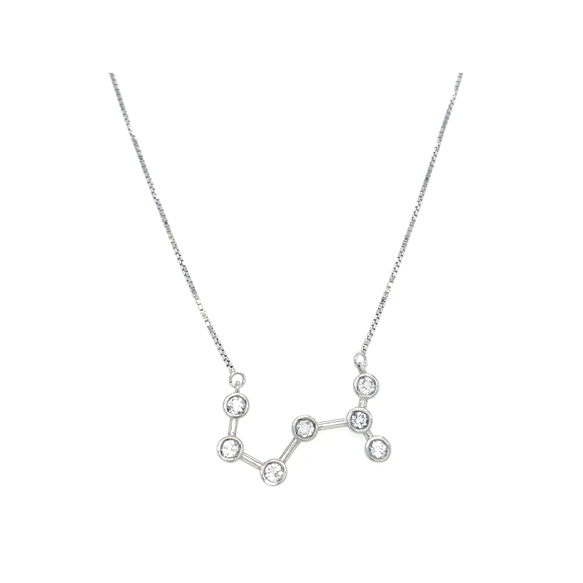 Meshmerise Sterling Silver White Topaz Zodiac Constellation Necklace, Women's, Size: 16-18" ADJ, Silver Tone Scorpio Product Image