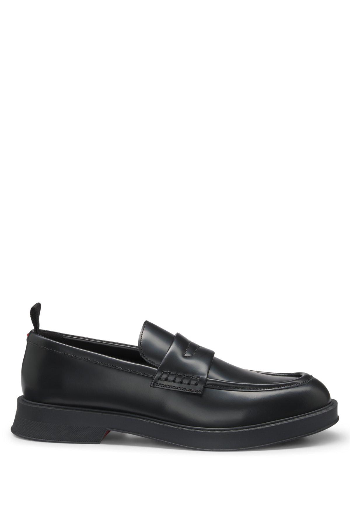Brush-off leather loafers with padded strap Product Image