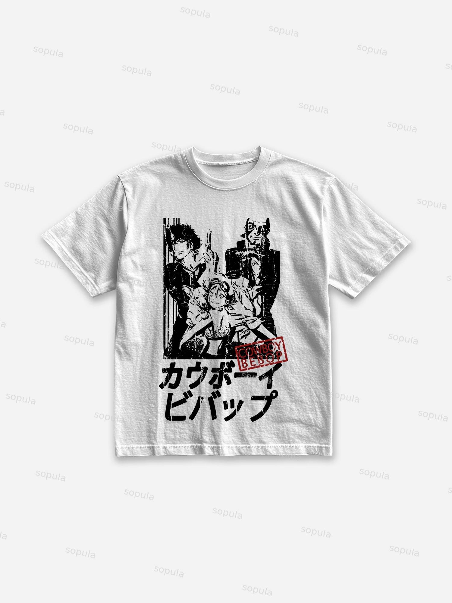 Cowboy Anime Print Cotton T-shirt Product Image