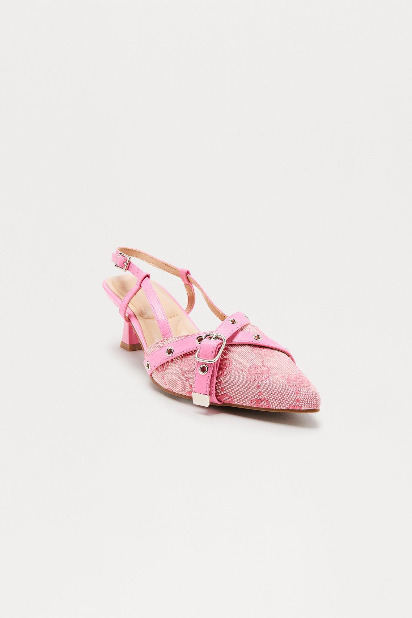 Paulette Kitten Heel Slingback Pumps - Pink/combo Product Image