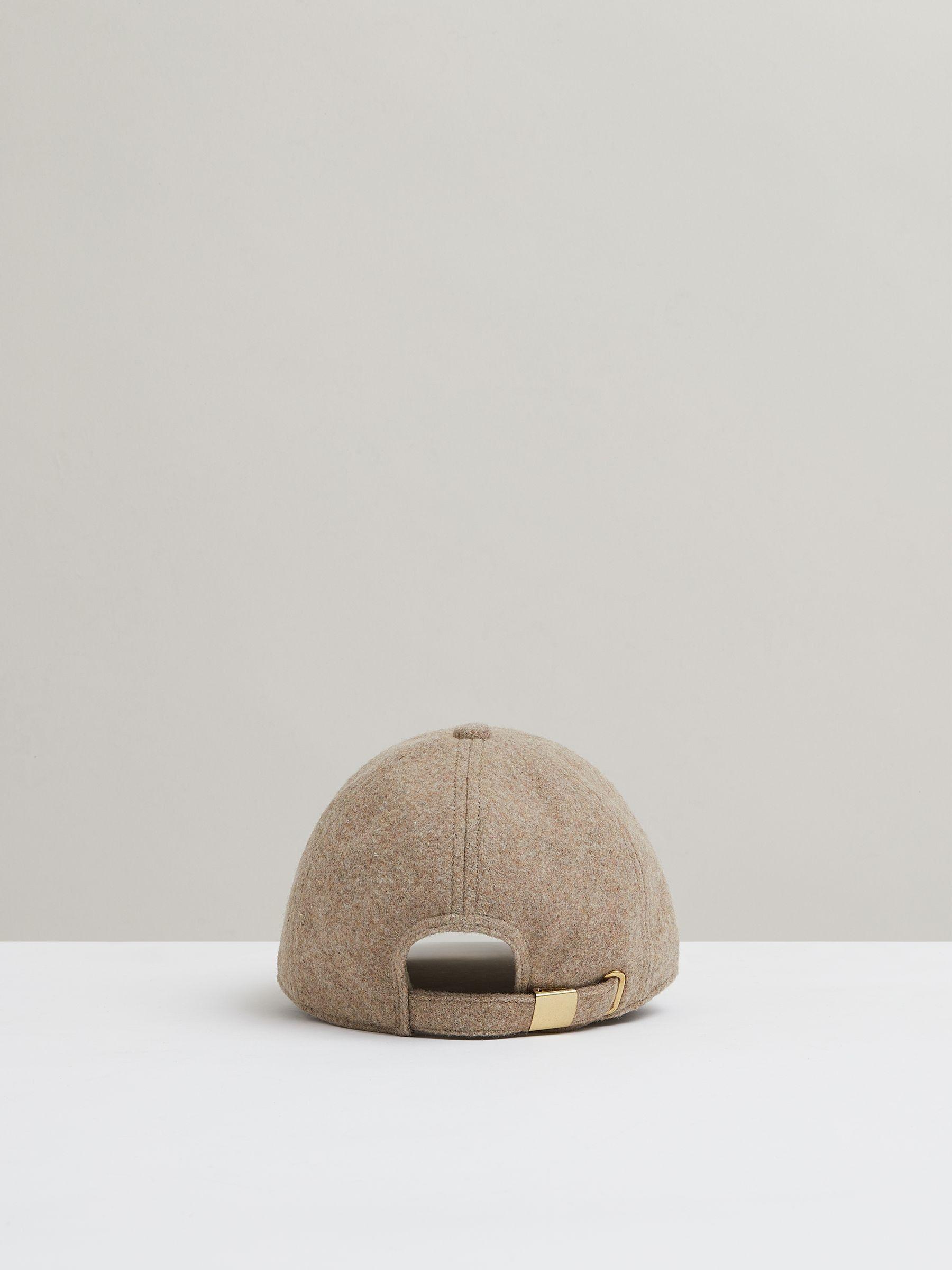 Wool Blend Flannel Baseball Cap in Taupe Product Image