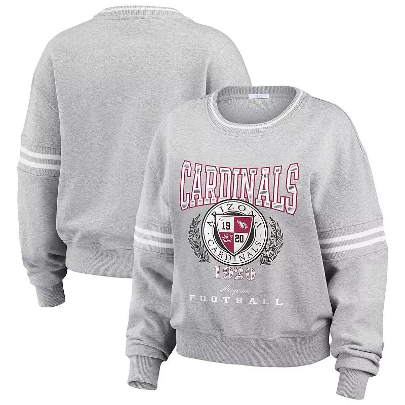 Women's WEAR by Erin Andrews Heather Gray Wisconsin Badgers Classic Stripe Pullover Sweater, Size: XL, Grey Product Image