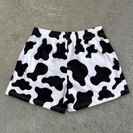 Vintage Milk Cow Art Graphics Mesh Shorts Product Image
