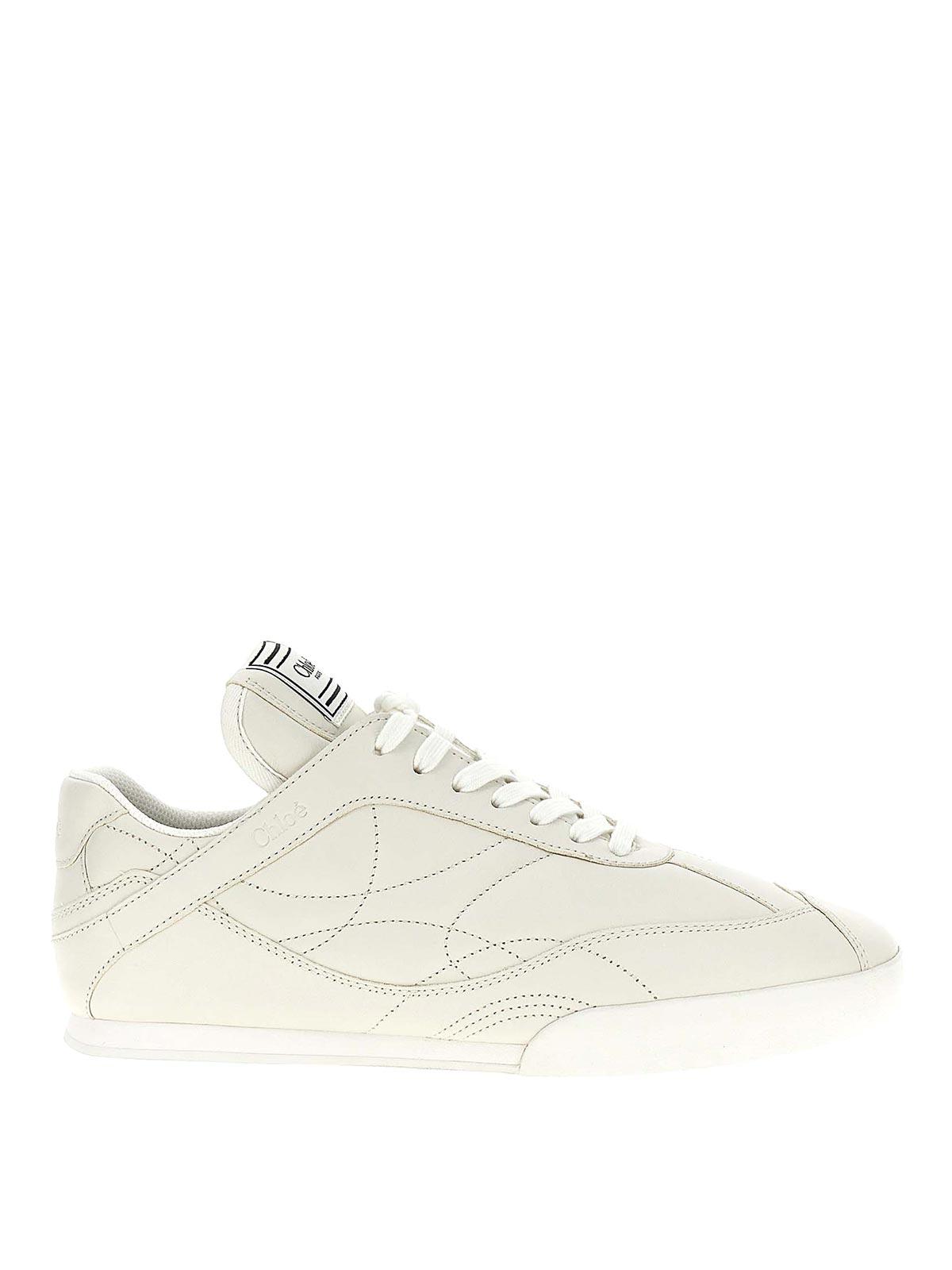 CHLOÉ Womens Chloe Kick Brand-patch Leather Low-top Trainers In White Product Image