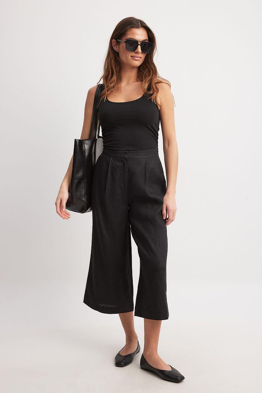 Linen Wide High Waist Culottes Product Image
