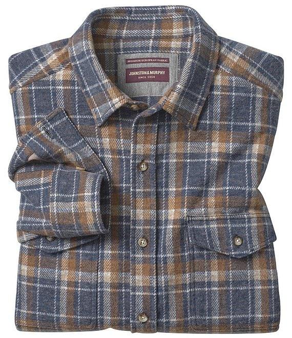 Johnston & Murphy Stretch Brushed Open Grid Long Sleeve Woven Shirt Product Image