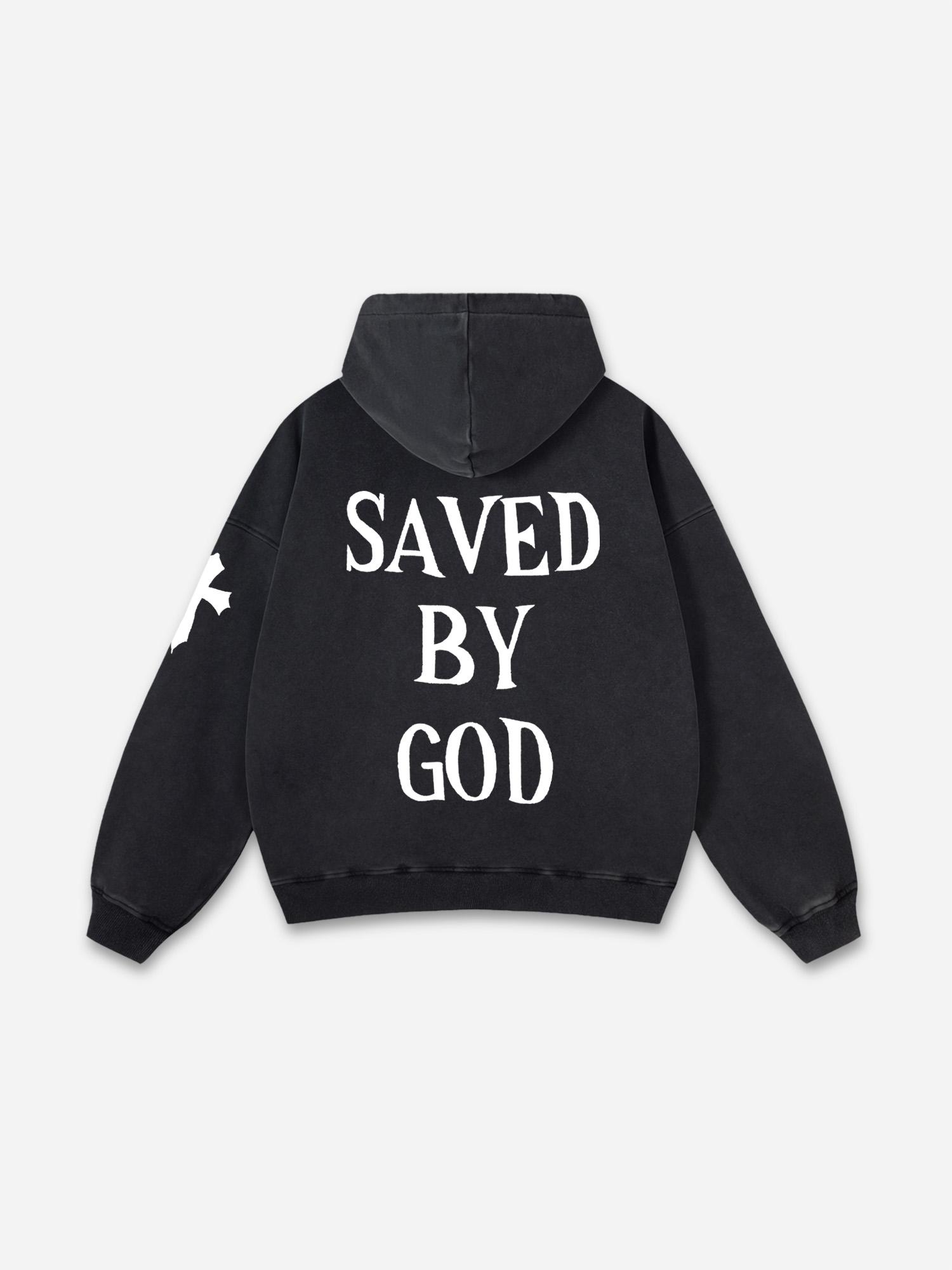 Sopula Vintage Jesus Print Acid Wash Hoodie Product Image