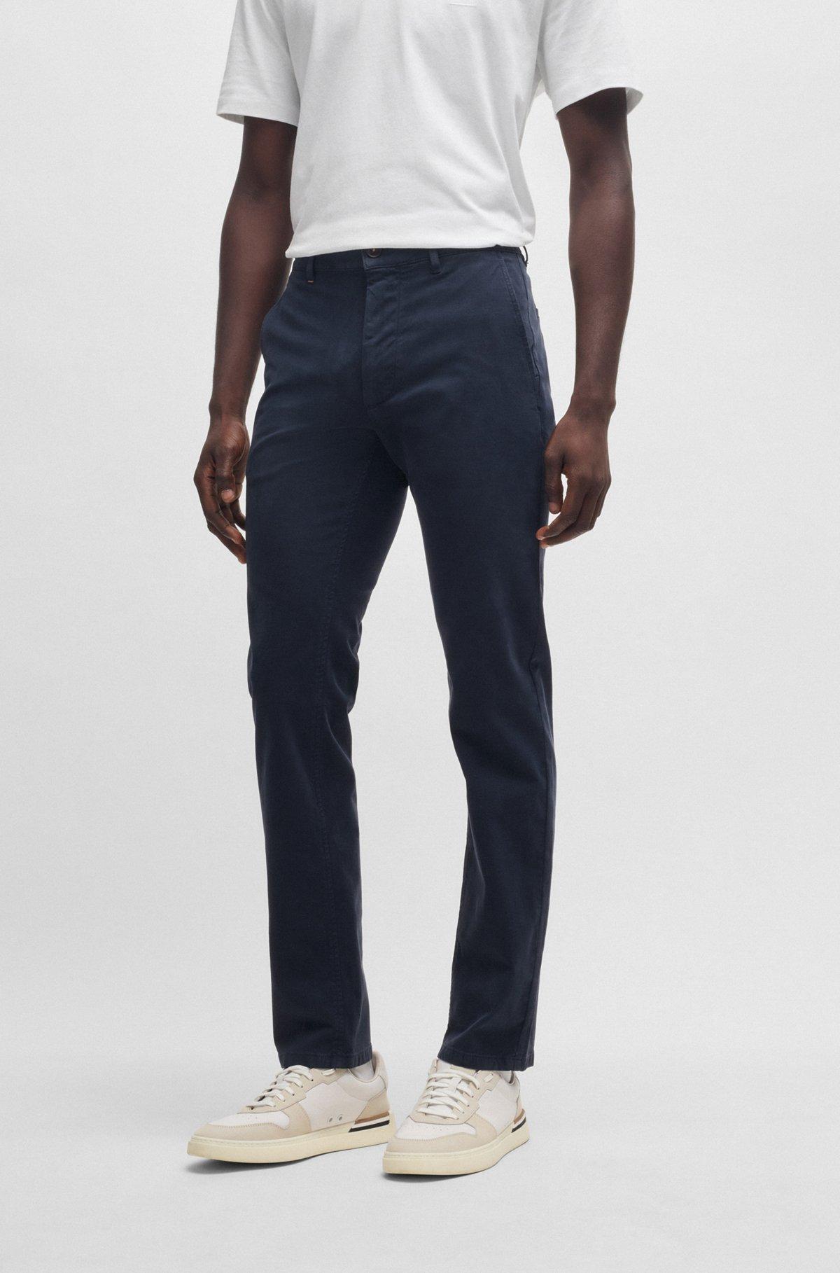 Slim-fit chinos in structured comfort-stretch cotton Product Image