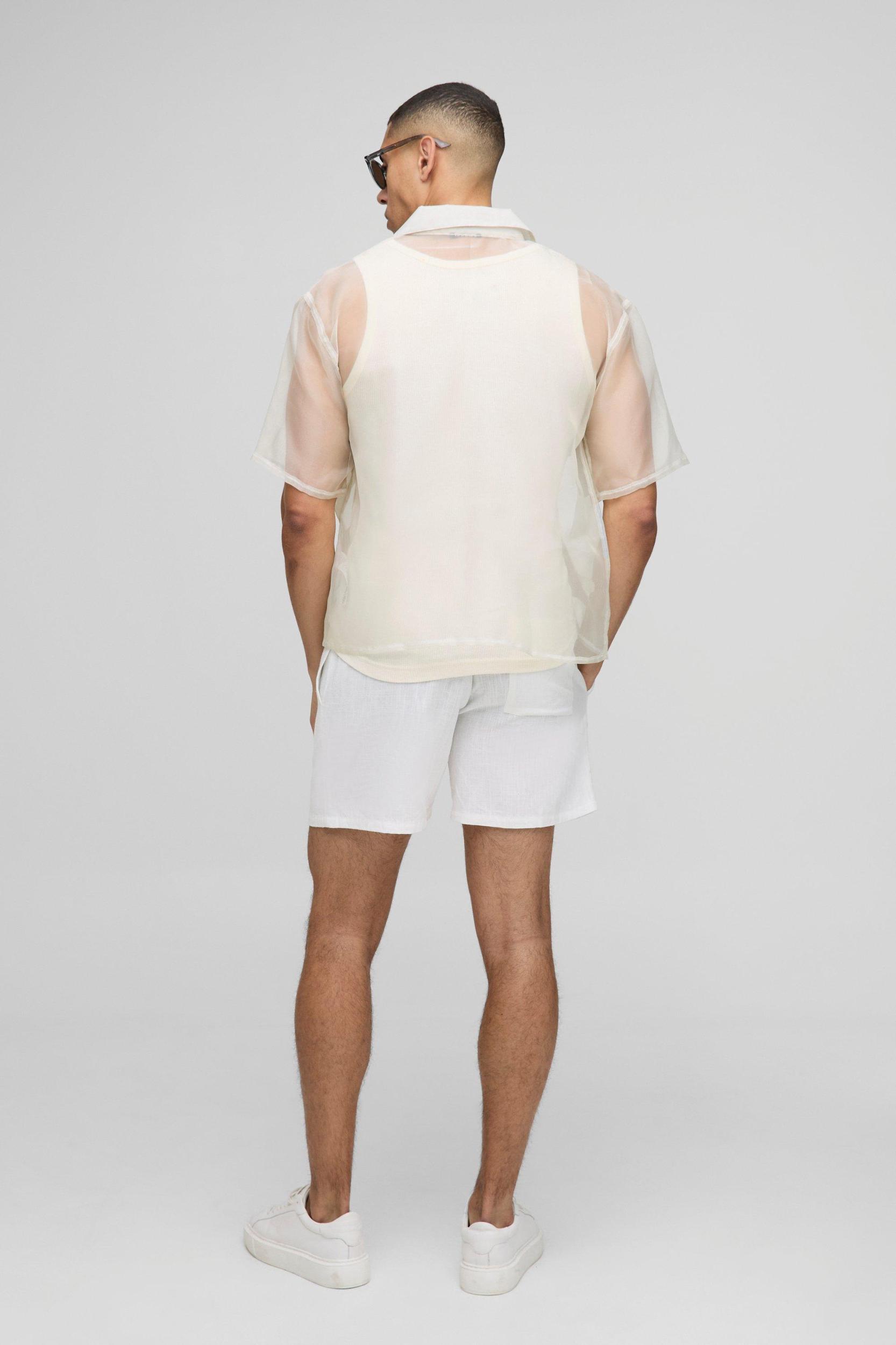 Oversized Boxy Organza Applique Short Sleeve Shirt | boohooMAN USA Product Image