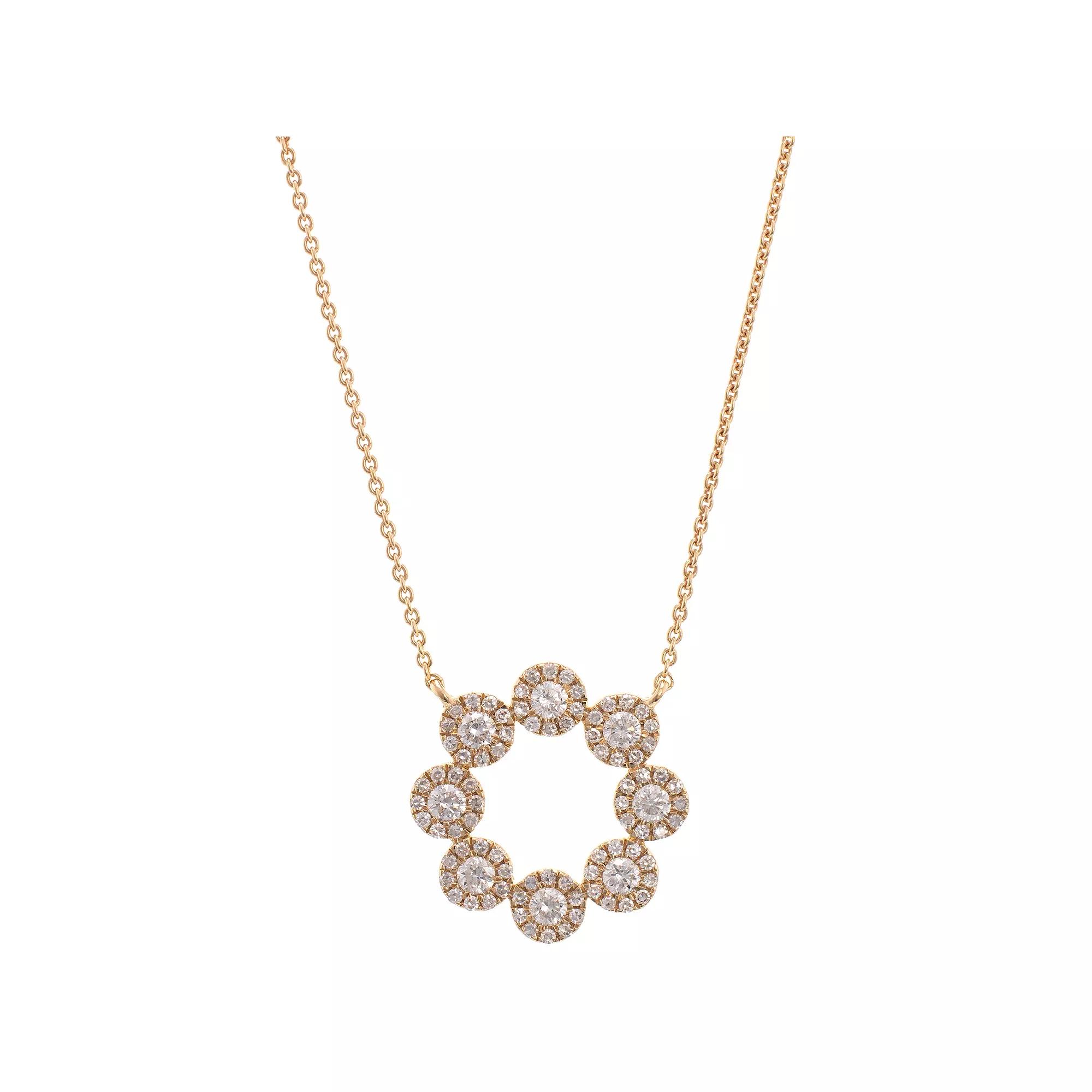 Luxle 14k Gold 1/2 Carat T.W. Diamond Circle Halo Necklace, Women's Product Image