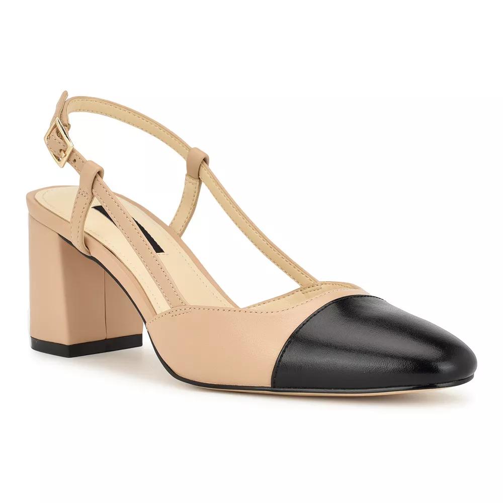 Nine West Unda Women's Block Heel Slingback Dress Pumps, Size: 5, Light Natural Leather Product Image