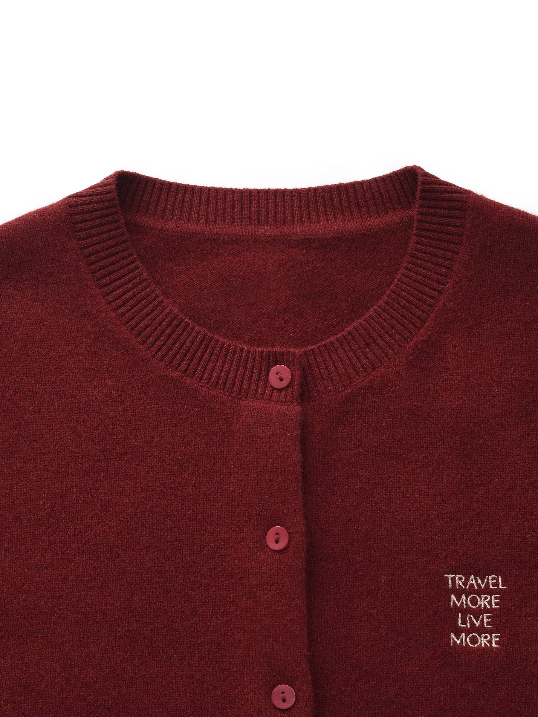 100% Wool Letter Embroidered Women Cardigan Product Image